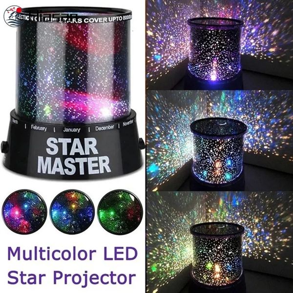Diğer Etkinlik Partisi Malzemeleri Yaratıcı 3D LED Yıldızlı Gece Gökyüzü Projektör Lambası Yıldızları Işık Pil Güçlü Oda Dekoratif Tablo 231027