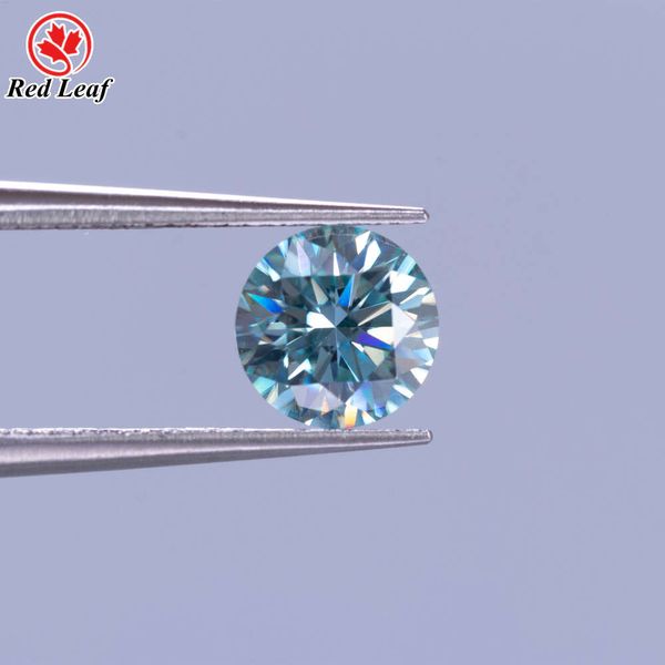 Gemme a foglia rossa Moissanite Colore fantasia Blu acqua Diamanti sciolti a forma rotonda Diamante