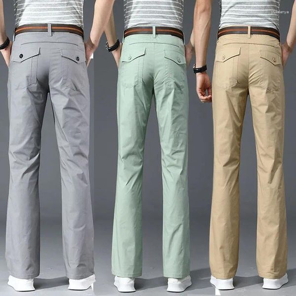 Pantaloni da uomo Primavera Autunno Micro Flare per uomo Affari Ufficio Coreano Moda Solid Casual Slim Pantaloni dritti Nero Bianco Cachi