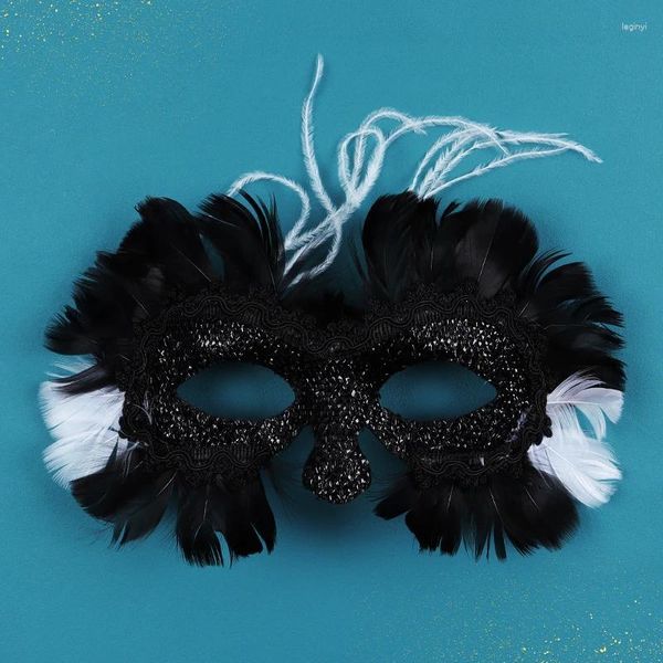 Parti Malzemeleri Cruella Mask Cadılar Bayramı Film Cosplay Black White Feather Göz Maskeleri Gotik Punk Stil Cadı Masquerade Akşam
