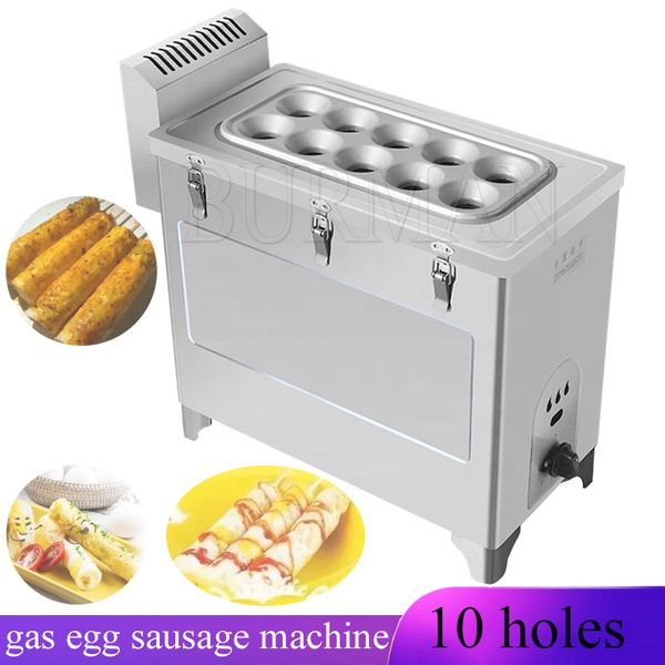 Gas Egg Sausage Roll Maker Cooker Machine Dieci tubi in acciaio inossidabile Uovo fritto