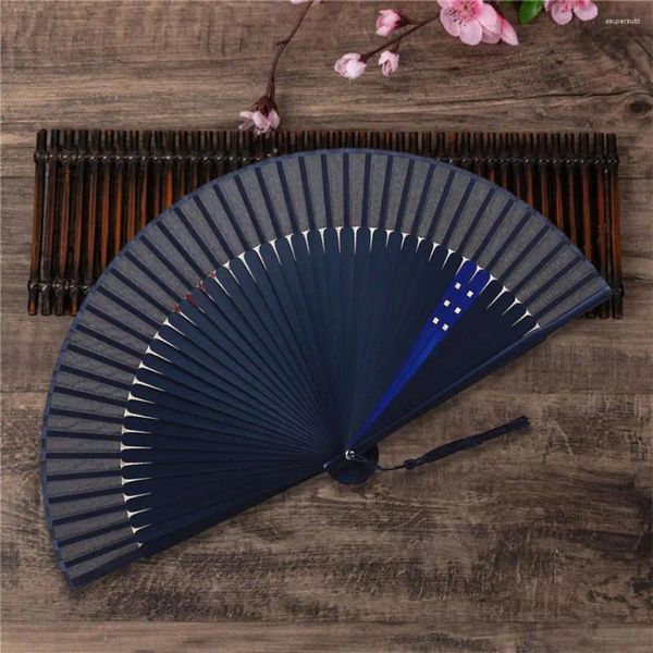 Dekorative Figuren, chinesischer Bambus-Handfächer, faltbar, elegant, leicht, handgehalten, feine Verarbeitung, faltbar, handgefertigt, mit Quasten