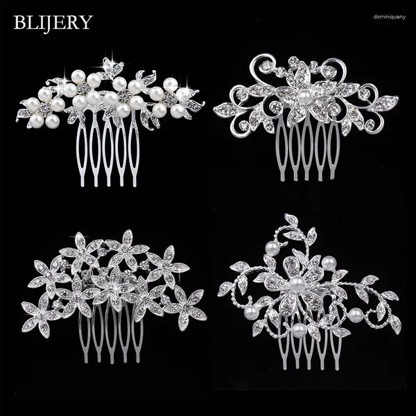 Grampos de cabelo BLIJERY Charme Animal Flower Designs Casamento Grampos Pérolas Pentes de Cristal Para Mulheres Meninas Acessórios de Noiva