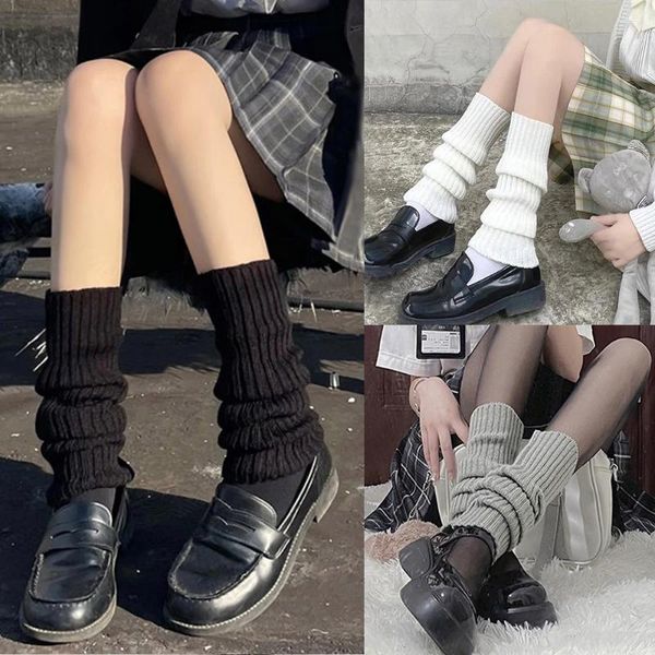 Meias femininas longas bota punhos crochê sólido moda quente respirável casual malha calentadores de pierna mujer