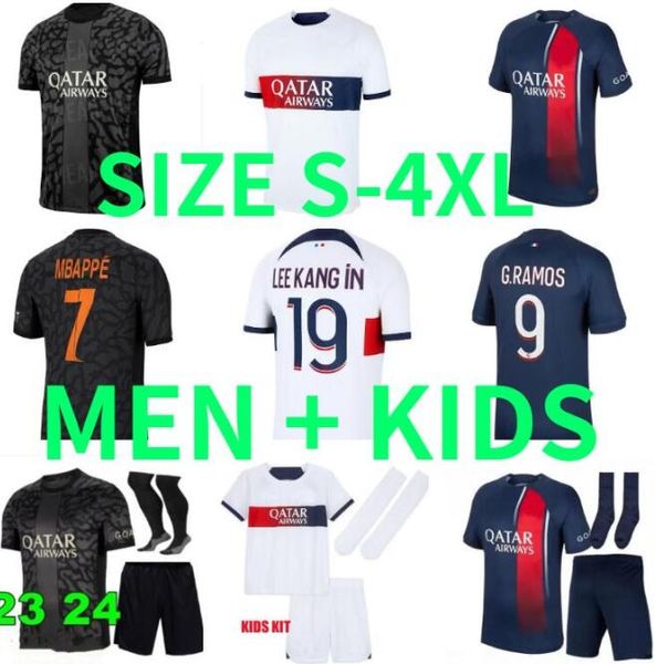 MBAPPE 2023 2024 Fußballtrikots Maillot de Foot O.DEMBELE HAKIMI UGARTE G.RAMOS SKRINIAR ASENSIO LEE KANG IN N.MENDES Männer Kinder Fußballtrikot 23 24 Größe 3XL 4XL