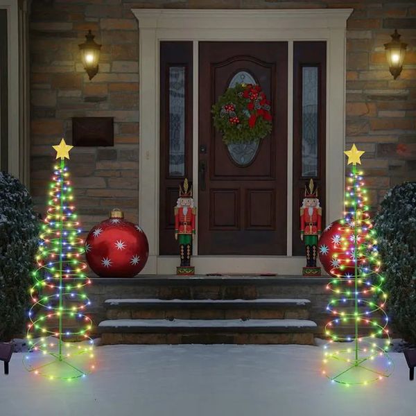 Andere Event-Party-Zubehör, wasserdichte Solar-LED-Weihnachtsbaumdekoration, angetriebene Lichterketten, Jahr 2023, Ornament-Garten, 231027