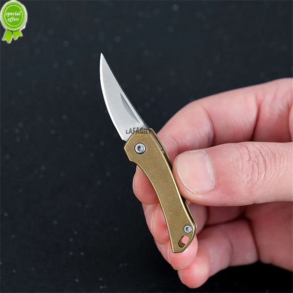 Mini coltello da rinoceronte in ottone vintage Coltello pieghevole a lama affilata Portachiavi portatile Disimballaggio Scatola di consegna espressa Strumenti Coltello piccolo