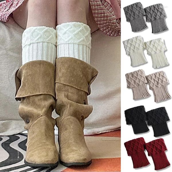 Meias femininas inverno malha quente pé capa bota curto toppers manga crochê punhos keeper streetwear