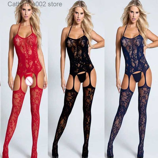 Set sexy Lingerie da donna sexy Maglia a rete Plus Size Teddy Vestiti Hot Lingerie erotica Abiti esotici erotici Teddy Collant Calze T231027