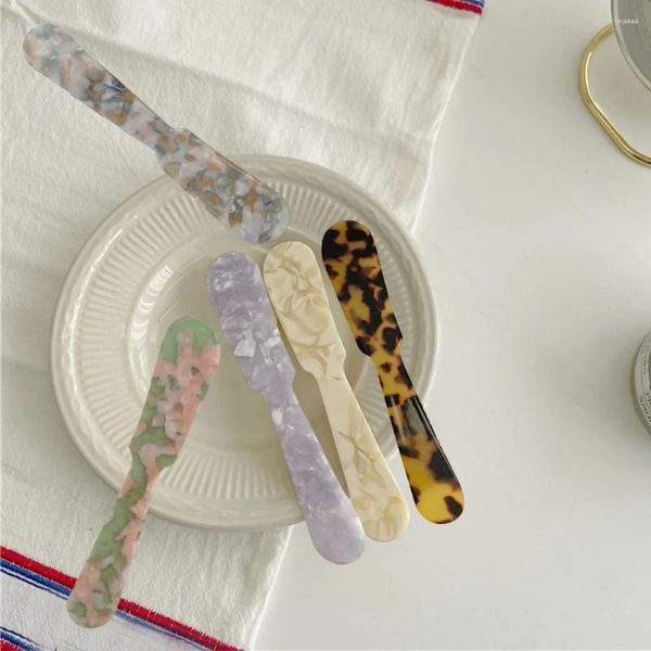 Ножи, 1 шт., оригинальный Ins стиль, французская десертная ложка, 11 см, нож для масла для джема, посуда, пластик, милый милый цветочный принт