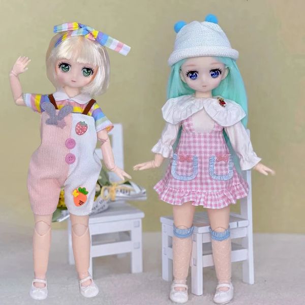 Bebekler 30cm İki Boyutlu Anime Yüz Bebek 16 BJD Bebek veya Giyin Kıyafet Çocuk Kız Hediye Oyuncakları 231027