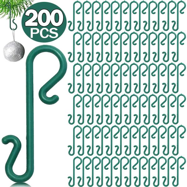 Decorações de Natal 10/200 pcs Árvore Ornamento Ganchos Plástico S Shaped Pendurado Gancho Titular Xmas Bola Pingente Navidad Ano Festa Decoração 231027