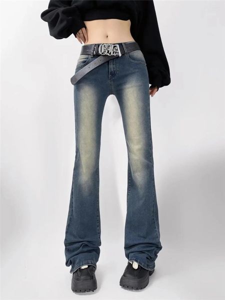 Damen-Jeans, ausgestellt, blau, ausgewaschen, ausgestellt, hohe Taille, Damen, schmal, Stretch-Denim, enge Hose, Y2k, Street-Style, Freizeithose, Überlänge