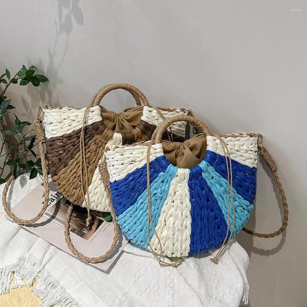 Akşam çantaları bohemya saman omuz kadın moda vintage örgü el yapımı çantalar kadın gündelik çok yönlü yaz tatil tote çanta