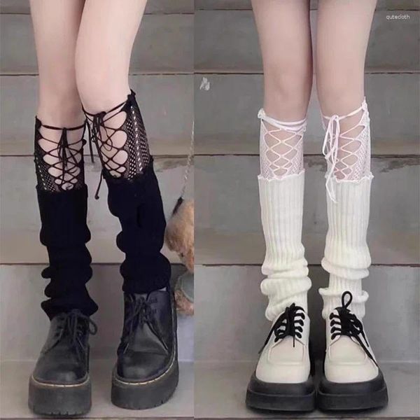 Calzini da donna Lolita Cosplay Ragazze Bowknot Scava Fuori Collant Sexy Ins Marea Collant di pizzo Anime Nero Bianco Calza a rete