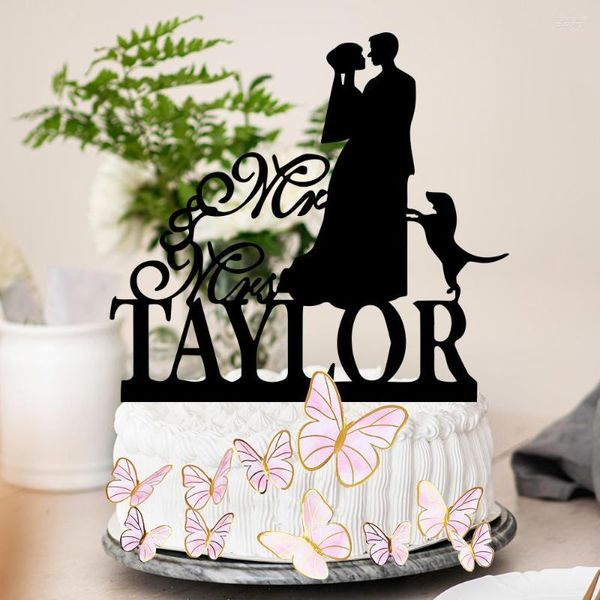 Suprimentos festivos personalizados seu sobrenome bolo topper para casamento 10 peças borboleta como presente ornamento quente personalizado casamento aniversário