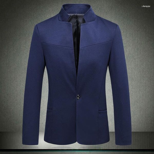 Ternos masculinos blazers masculinos chegada casual masculino outono primavera vestido terno moda de alta qualidade estilo chinês gola casaco marca