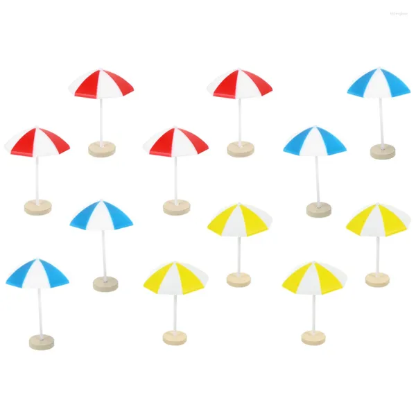 Bahçe Dekorasyonları 12 PCS Mikro Oyuncaklar Mini Parasol Süsleme Evi Güneş Şemsiye Beach Decors Minyatür