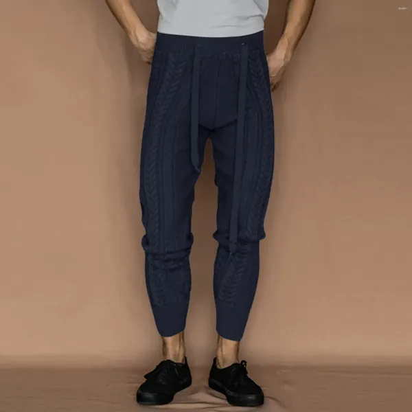 Pantaloni da uomo Pantaloni neri in maglia per il tempo libero Pantaloni invernali caldi in maglione Pantaloni da jogging Skinny autunnali da indossare ogni giorno Pantalone da allenamento