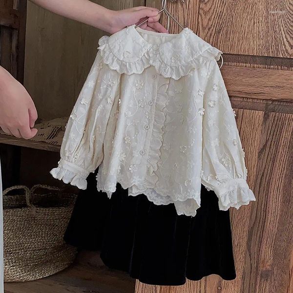 Set di abbigliamento Vestiti per ragazze adorabili e dolci Principessa Fiore Ricamo Colletto per bambola in pizzo Moda retrò Gonne Versione coreana