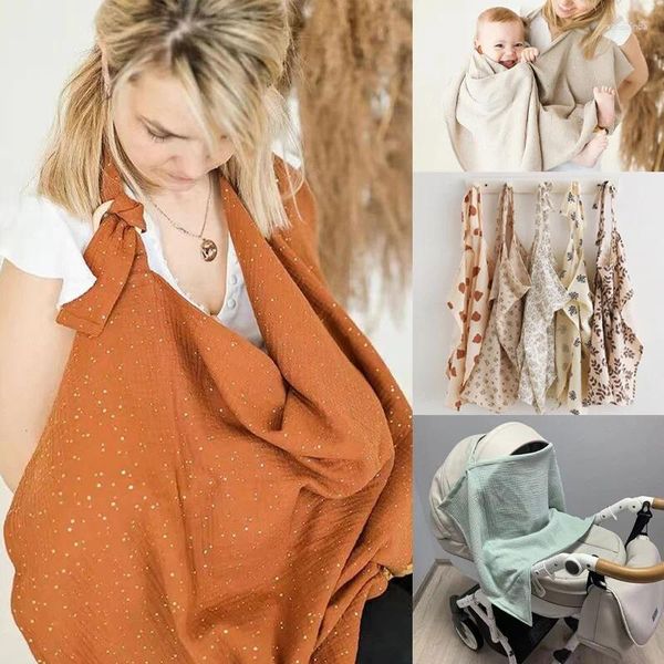 Cobertores de algodão musselina bebê enfermagem capas para nascido impressão swaddle saída amamentação xale toalha macio dormir cobertor
