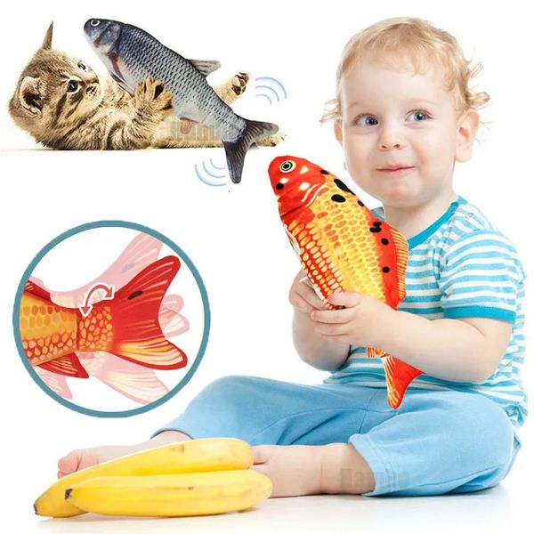 RC Robô Elétrico Bebê Dormindo Peixe Brinquedo Balanço Animado para Sono Interativo Tocando Gatos Móveis em Movimento 231027