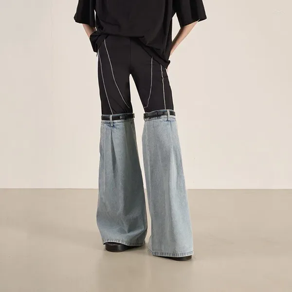 Женские джинсы в стиле пэчворк, женские джинсовые брюки с цветными блоками, хипстерские прямые брюки с контрастной строчкой, широкие брюки, уличная одежда