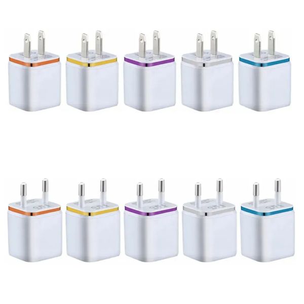 5V 2,1 1A Doppel-USB-AC-Reise-US-Wandladegerät-Stecker, viele Farben zur Auswahl, sehr beliebt auf der ganzen Welt, schneller Versand