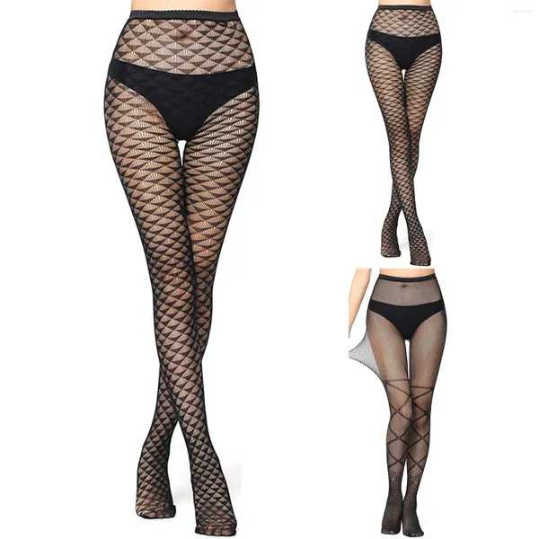 Kadın SOCKS Bayan Lady Girls Siyah Seksi Fishnet Çoraplar Çorap şeffaf örgü dantel dikişsiz külotlu çorap yüksek bel gören tayt