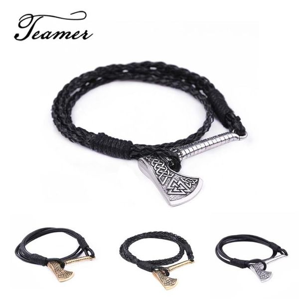 Charm Armbänder Teamer Vintage Silber Farbe Anhänger Schmuckstück Wikinger Slawisches Amulett Schwert Axt Symbol Schild Armband Schmuck308m