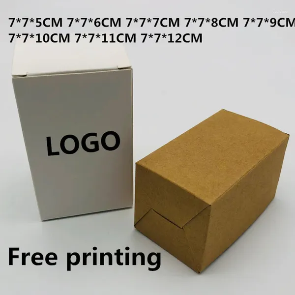 Geschenkpapier 1000 TEILE/LOS Kostenloser Druck Monochrome Logo-Papierbox für Schmuck/Kosmetik/Seife 7 7 cm faltbare Verpackung