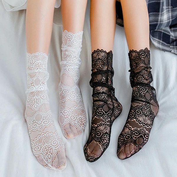 Frauen Socken frauen Spitze Retro Sexy Fishnet Strümpfe Hohl Atmungsaktive Baumwolle Mode Lustige Damen Lolita Nette Socke