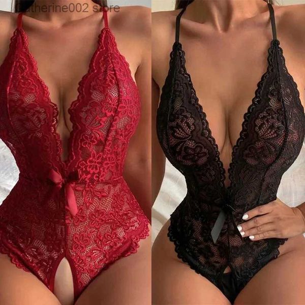 Sexy conjunto lingerie sexy mulher quente renda babydoll chemise vestido roupa interior erótica lenceria sexi porno vem clubwear vestuário exótico t231027