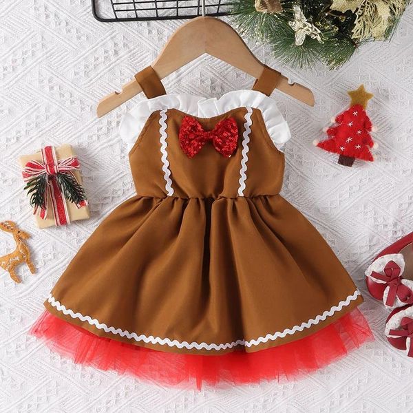 Mädchen Kleider Weihnachten Jahr Kinder Baby Mädchen Ärmellose Spitze Bowknot Kleid Herbst Infant Prinzessin Kinder Kleidung