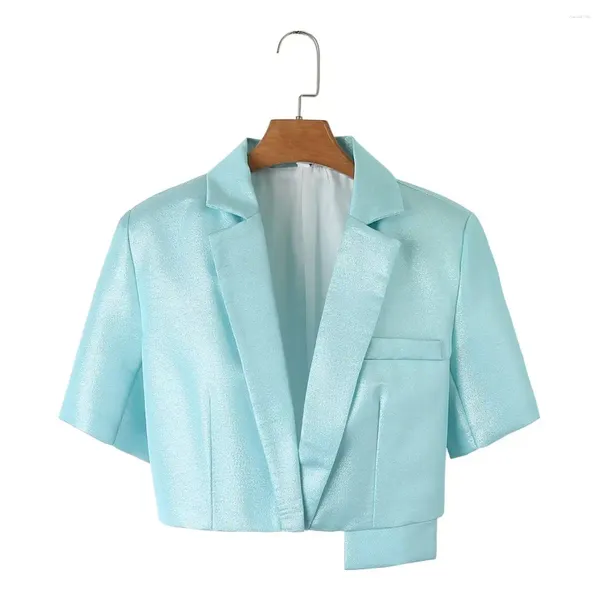 Ternos femininos femininos 2023 moda dois lados curto parágrafo blazer casaco manga vintage decorar bolsos feminino outerwear chique