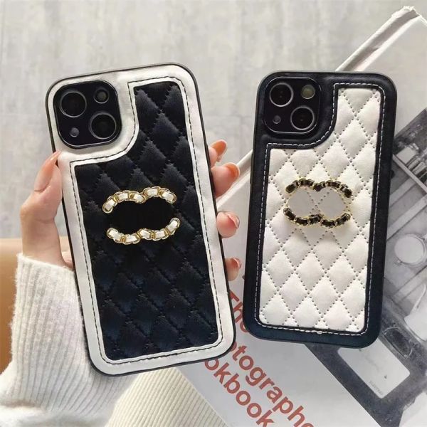 Designer Leder Handykette Hüllen IPhone 13 Pro Max 12 XR Modedesigner Damen Herren C Print Cover Luxus Mobile Shell Schutzhülle G2310314PE-3