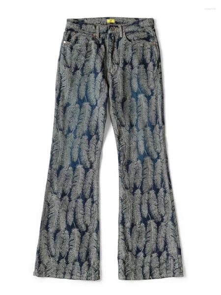 Herrenhose, japanischer Stil, Hirata und Hiroshi, lässig, Denim, Jacquard, Feder, Damen, ausgestellt, locker, vielseitig