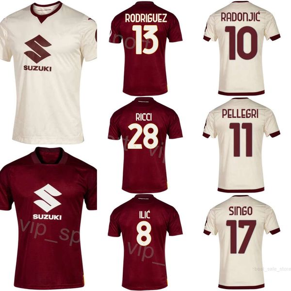 Maglie calcio Torino 23-24 Club 10 RADONJIC 91 ZAPATA 13 RODRIGUEZ 19 BELLANOVA 28 RICCI 16 VLASIC 11 PELLEGRI BUONGIORNO ILIC Maglia da calcio Kit Nome personalizzato Numero