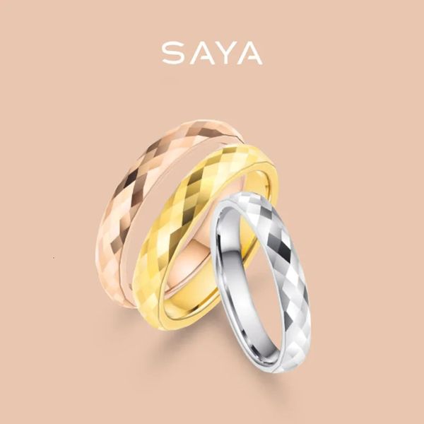 Anéis de casamento homens simples empilhados casal anéis preto rosa ouro tungstênio 3mm largura moda jóias personalizado 231027