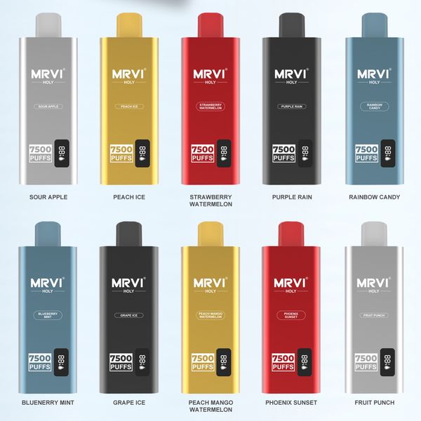 Оригинальная ручка mrvi Holy 7500 Puffs Vapes Pen Одноразовая Vape 0% 2% 3% 5% Puff 9000 Электронная сигарета Бесплатная доставка Перезаряжаемая с экраном дисплея