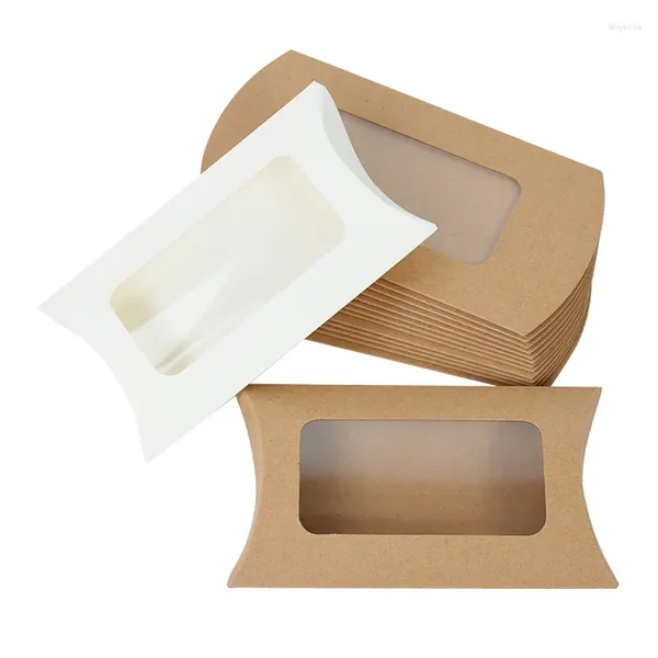 Geschenkpapier 10/20 Stück Kissenform Pralinenschachtel mit Sichtfenster Hochzeit Papier Keks Verpackungsboxen Geburtstag Weihnachten Party Supplies