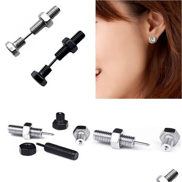 Ohrstecker Punk Edelstahl Schraube Mutter Ohrringe Männer Frauen Neuheit Rock Gothic Piercing Ohr Nagel Körperschmuck Drop Lieferung Dhhgy