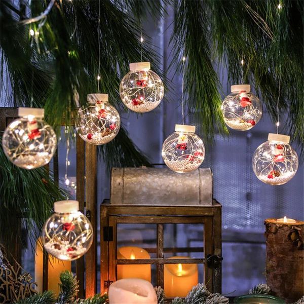 Decorazioni natalizie LED Tenda String Light Ball Babbo Natale Anno 2024 per la casa Decorazione dell'albero di Natale Navidad 231027