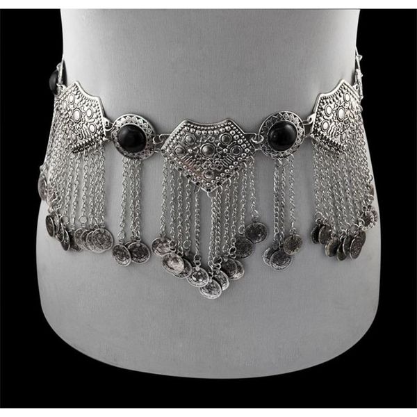 Türkische Zigeuner-Silber-Bauchketten, Boho-Ethno-Schmuck, sexy Bikini-Taille, Tanzmünze, Kleid, Gürtel, Bauchnabelpiercing, Stammesschmuck, T20050296V