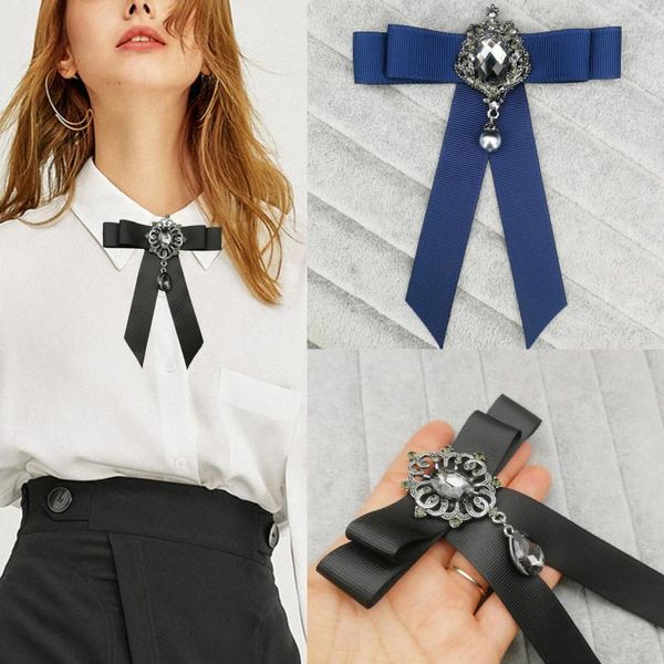 Spille Fiocco nero Nastro vintage Bowknot Spille per collare retrò Corpetto Camicia Cravatta Cravatta Spilla da sposa Gioielli Donna Regalo Festa