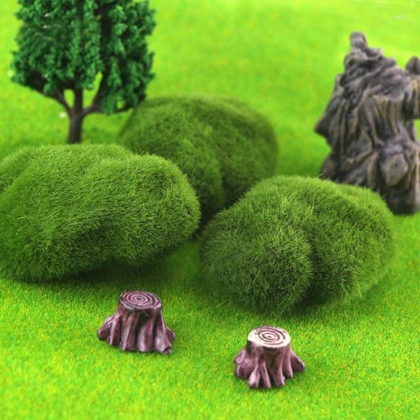 Flores decorativas pedras de musgo artificial diy pedra bolas verdes em miniatura para arranjos florais jardins artesanato promoção planta