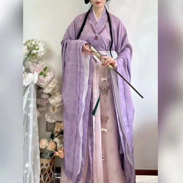 Bühnenkleidung 4 Stück Halloween-Kostüme für Frauen Hanfu Set Kimono Shirt Faltenrock Schrittweise alte Kleidung Chinesischer Volkstanz
