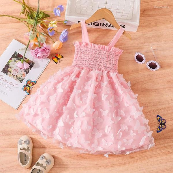 Mädchen Kleider 1 2 3 4 5 Jahre Baby Mädchen Kleid Sommer Mode Schmetterling Mesh Kleine Prinzessin Für Geburtstag Party kinder Kleidung