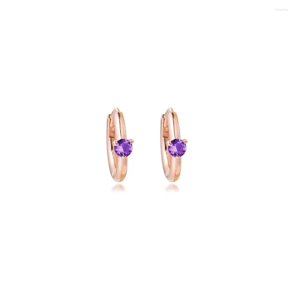 Orecchini a cerchio autentico argento sterling 925 viola solitario Huggie per donne ragazze regalo gioielli femminili Brincos