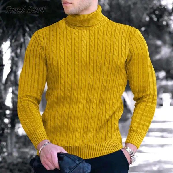 Maglioni da uomo Moda Twist Lavorato a maglia all'uncinetto Top basic Maglione da uomo Autunno Casual Colore puro Manica lunga Fondo sottile per maglieria da uomo